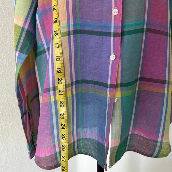 Women's Linen Button Up Shirt Sz. 12 / Large Preppy Classic Country Ranch - Picture 8 of 9